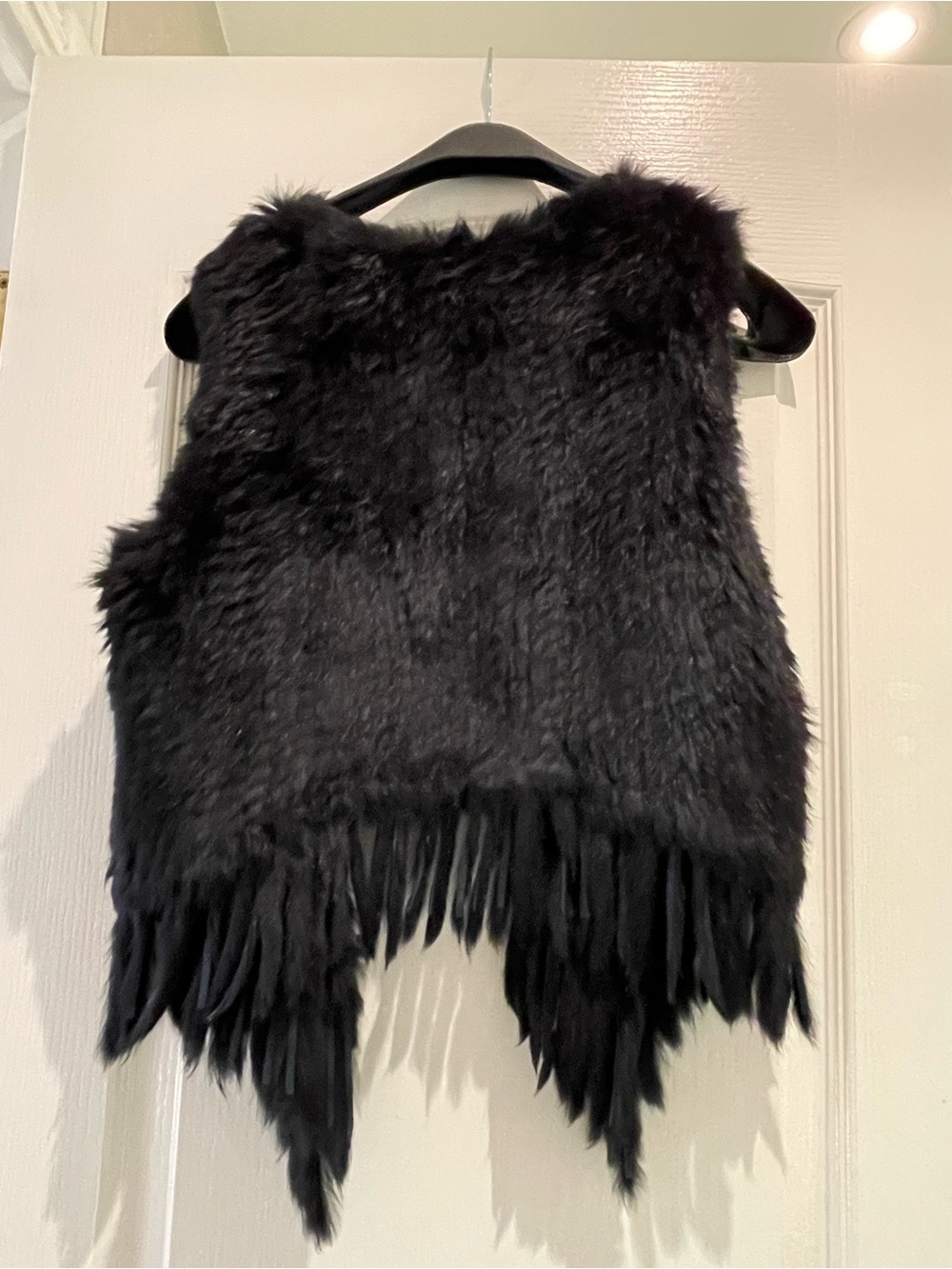Romeo & Juliet Couture Black Genuine Rabbit Fur Fringe Vest Boho Y2K Medium - Picture 4 of 5